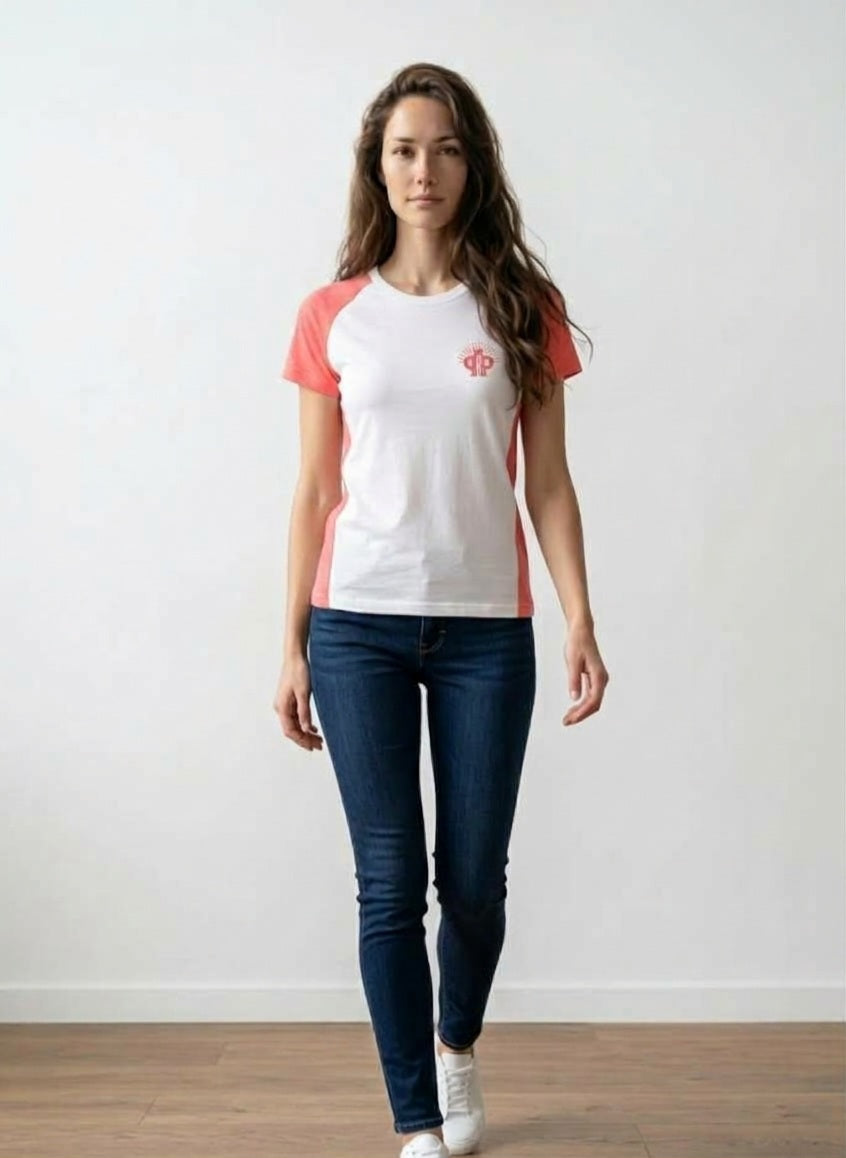 Camiseta esportiva coral mujer